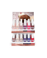 OPI Fall '26 GelColor 36PC Acrylic Display holds gel polish bottles in pink, red, purple, and brown fall nail colors with Route Beer Float promotional artwork on a white background.