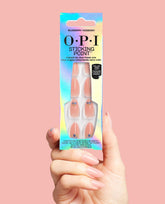 Blueberry Hueberry Almond Shaped Stick On Nails Hand and Product