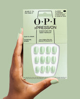 Glaze it 'til You Make it Green Chrome Press-On Nails Hand and Product