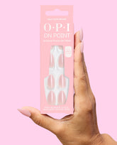 Holo Your Dreams Holographic Blush Pink Press-On Nails Hand and Product