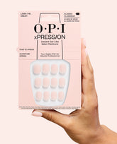 Linen the Dream Semi-Matte Beige Press-On Nails Hand and Product