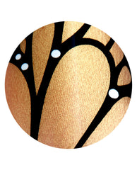 OPI Make My Art Flutter Sticking Point nail art swatch shows a metallic gold butterfly wing design with bold black lines and small white dots, ideal for fall nail colors.