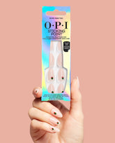 Olive Mani-tini Almond Stick On Nails with Olive Art Hand and Product