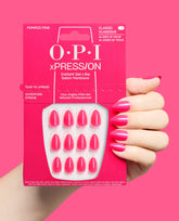 Pompeii Pink Hot Pink Shimmer Press-On Nails Hand and Product