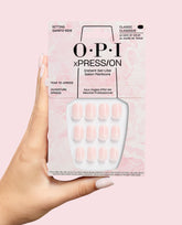 Sitting Quartz-side Rose Quartz Press-On Nails Hand and Product