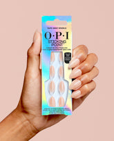 Taupe About Sparkle Neutral Almond Stick On Nails Hand and Product