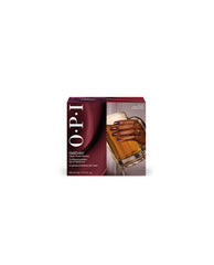 OPI Fall ’26 GelColor 6PC Add-On Kit #1 box displayed on a white background, featuring burgundy packaging and a hand with metallic plum fall nail colors holding a beer stein.