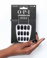 OPI Black Onyx - Short Black Press-on Nails Hand and Product
