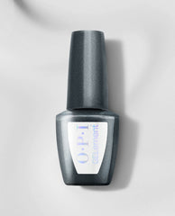 OPI BRB, Doing My Nails at-home gel nail polish bottle in dark charcoal shimmer stands upright on a light gray surface, showcasing a trending gel manicure shade.