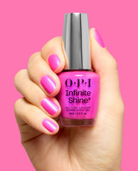 Brighter Daze Ahead Bright Pink Shimmer Long Lasting Nail Polish Hand and Product