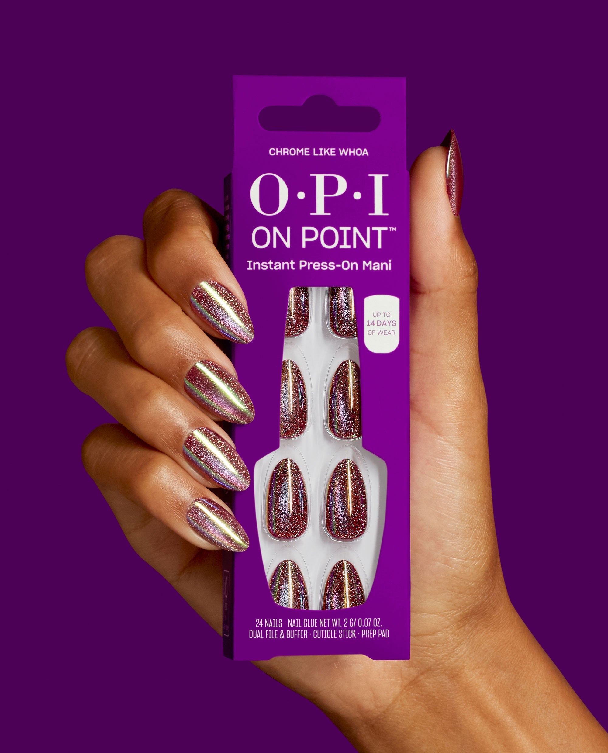 Chrome Like Whoa Press-on Nails Hand and Pack