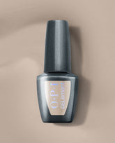 OPI GelColor Espresso Martini Please at-home gel nail polish bottle shows a deep smoky metallic gray shade on a beige background, a chic option for fall nail colors.