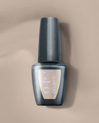 OPI GelColor Espresso Martini Please at-home gel nail polish bottle shows a deep smoky metallic gray shade on a beige background, a chic option for fall nail colors.
