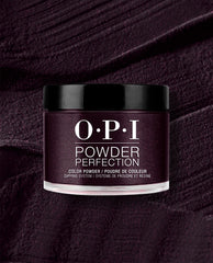OPI Every Month is Oktoberfest dipping powder jar in deep burgundy shimmer, displayed on a matching textured swatch for rich fall nail colors.