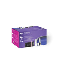 OPI GELement Gel Essentials Kit nail polish gift set box angled on white background, featuring purple and pink packaging with product details and images of gel polishes, prep pads, and LED lamp for at-home gel manicures.