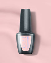OPI I’m the Gloss! at-home gel nail polish bottle in shimmering charcoal gray stands upright on a soft pink background, showcasing a trending salon-style gel manicure shade.
