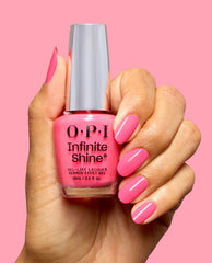 Lei Out in the Sun Bright Coral Pink Long Lasting Nail Polish Hand and Product