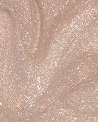 OPI My Private Yacht Infinite Shine nail polish swatch showing warm taupe shimmer with iridescent glitter flakes, a sparkling neutral option for fall nail colors.
