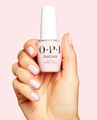 OPI’m a Bubble Bunny Milky Pink Sheer Gel Nail Polish Hand and Product