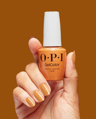 Penny Loafer Lane Gel Nail Polish Hand and Bottle
