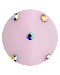 Princess Treatment Sticking Point nail art with iridescent rhinestone accents on a pale pink artificial nail, a sparkly manicure detail to pair with OPI fall nail colors.