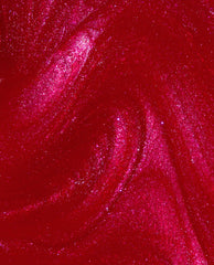Ring the Alarm OPI RapiDry nail polish swatch shows vivid ruby red shimmer with hot pink sparkle and glossy metallic depth, ideal for bold fall nail colors.