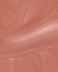 Route Beer Float Nail Lacquer swatch showing a warm rosy caramel shimmer shade with fine golden sparkle, an OPI fall nail color in a glossy polish close-up.