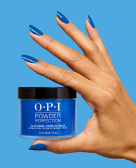 Sea-ze the Day Bold Blue Nail Dip Powder Hand and Product