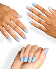 She’s a Hero Light Blue Press-On Nails Mani