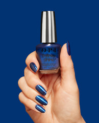 Sneak-a-Blue Candy Blue Long-lasting Nail Polish Hand and Bottle