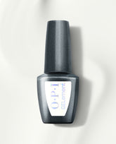 Snow AnGEL at-home gel nail polish bottle from OPI GELElement standing upright, featuring a shimmery dark gray finish and iridescent logo on a clean off-white background, ideal for a modern nail polish gift set.