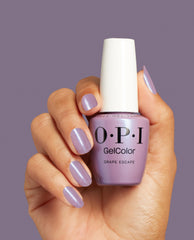 Grape Escape Gel Nail Polish Hand and Bottle