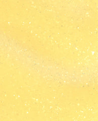 Slay Hello to Yellow OPI Infinite Shine nail polish swatch showing a soft pastel yellow base with sparkling gold shimmer and glitter flakes in a close-up texture.