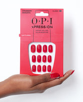 OPI Strawberry Margarita - Short Pink Press-on Nails Hand and Product