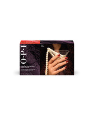 OPI Fall ’26 Powder Perfection 6PC Trial Kit #2 box featuring rich fall nail colors, with deep red manicured nails holding a martini glass and pearls on the package front.