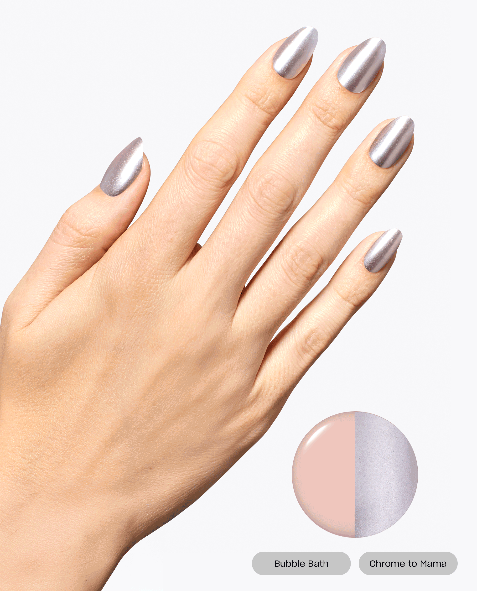 Chrome to Mama Mirrored Silver Chrome Nail Powder Mani GIF