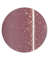 OPI Track Suited Cutie xPRESS/ON nail swatch shows a dusty mauve-brown shimmer with copper glitter and a glossy finish, highlighting a rich option for fall nail colors on a white background.