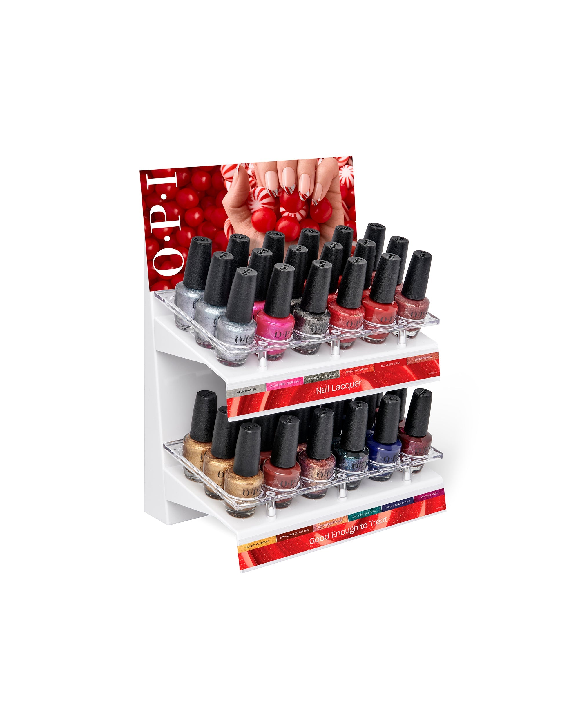 Holiday '25 Nail Lacquer 36PC Acrylic Tray Display Angled