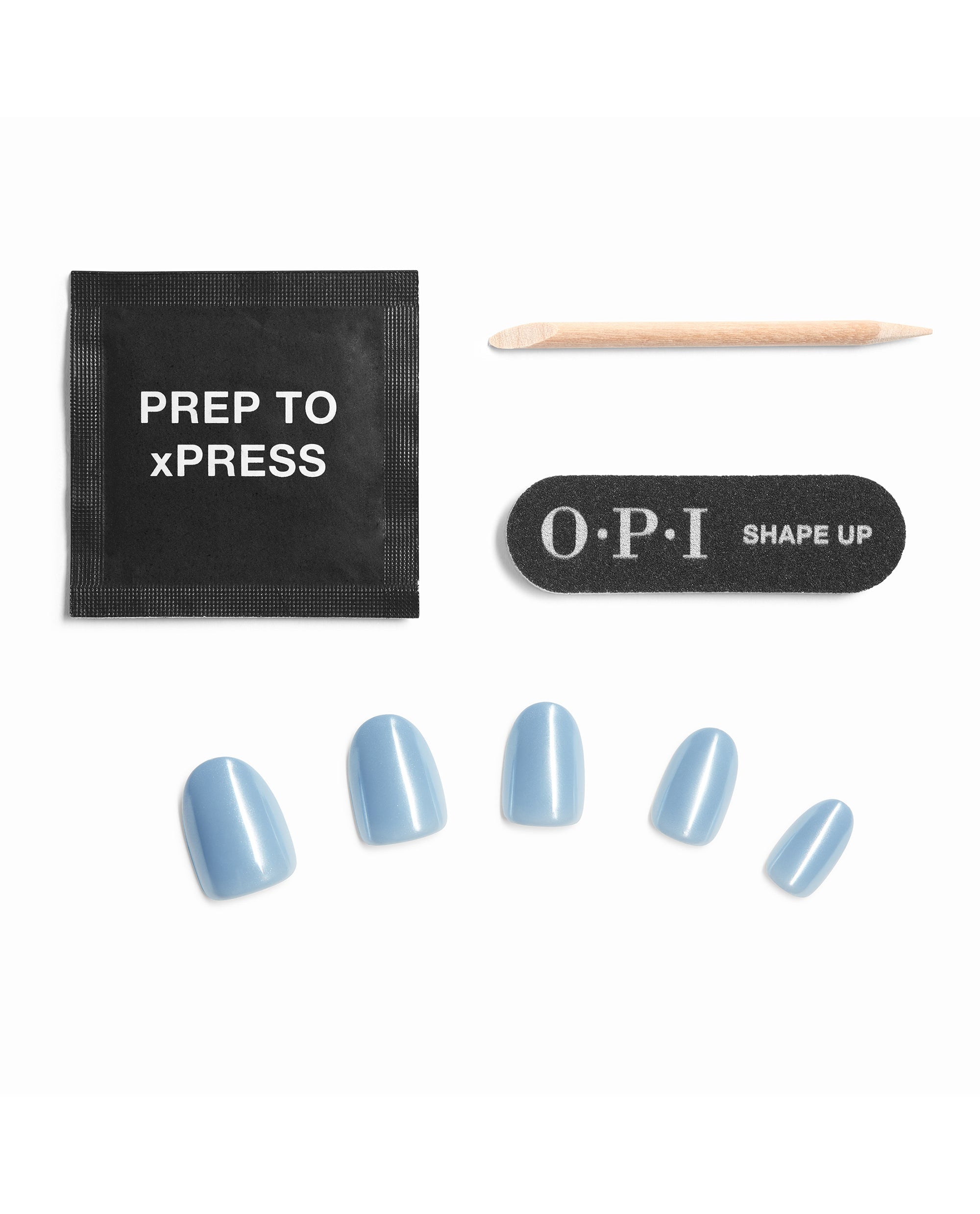 Blue Me a Kiss Blue Chrome Square Stick On Nails Contents