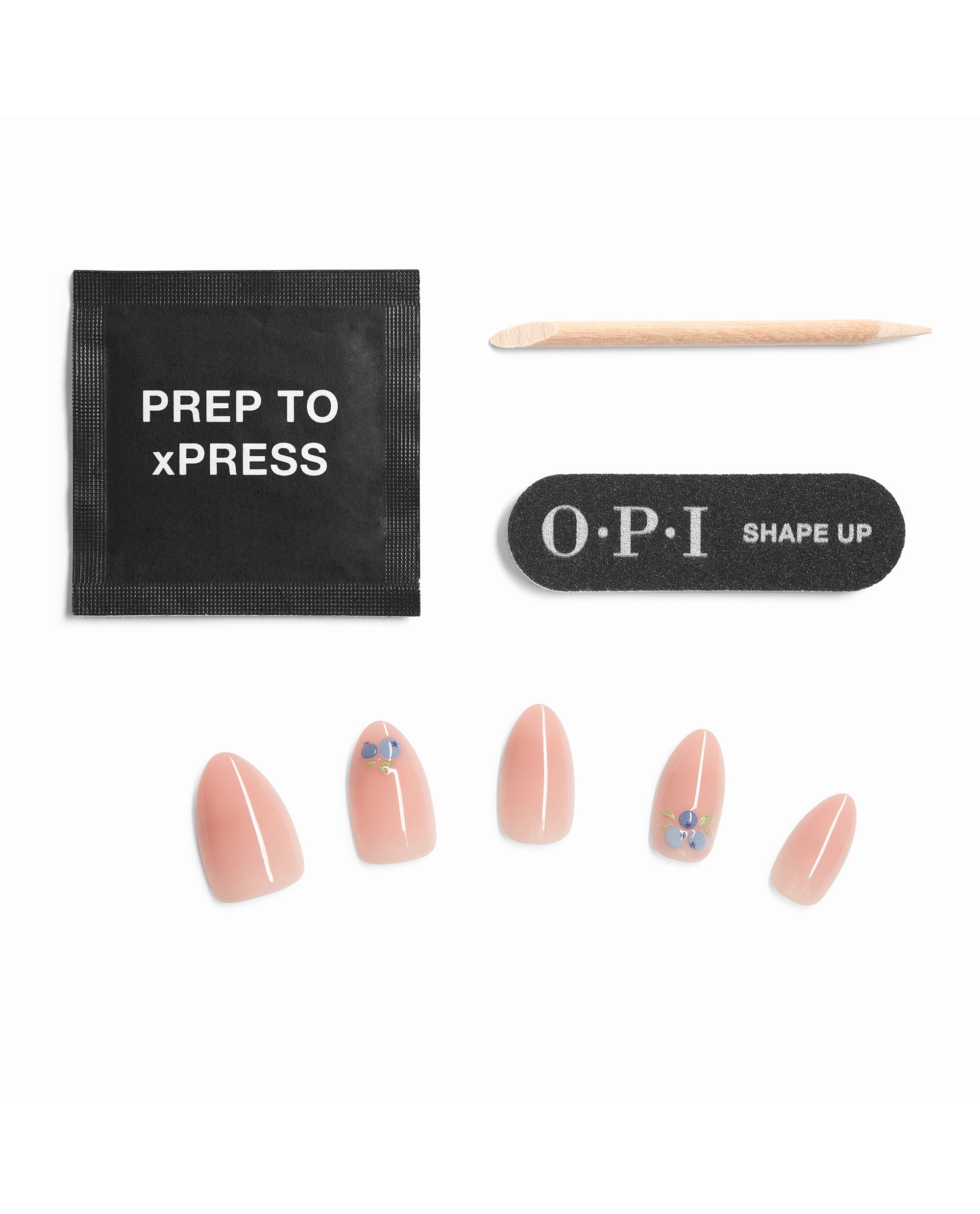 Blueberry Hueberry Almond Shaped Stick On Nails Contents