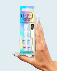 Cherry Up Your Blues Cherry Art Blue Round Stick On Nails Hand and Product