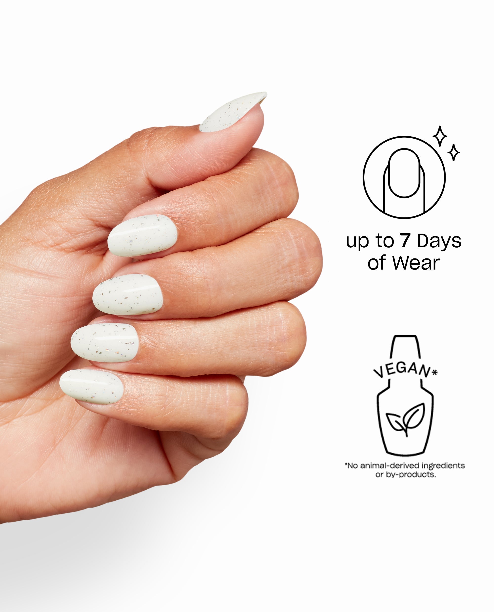 Confetti Cutie Suzi White Glitter Round Stick On Nails Benefits