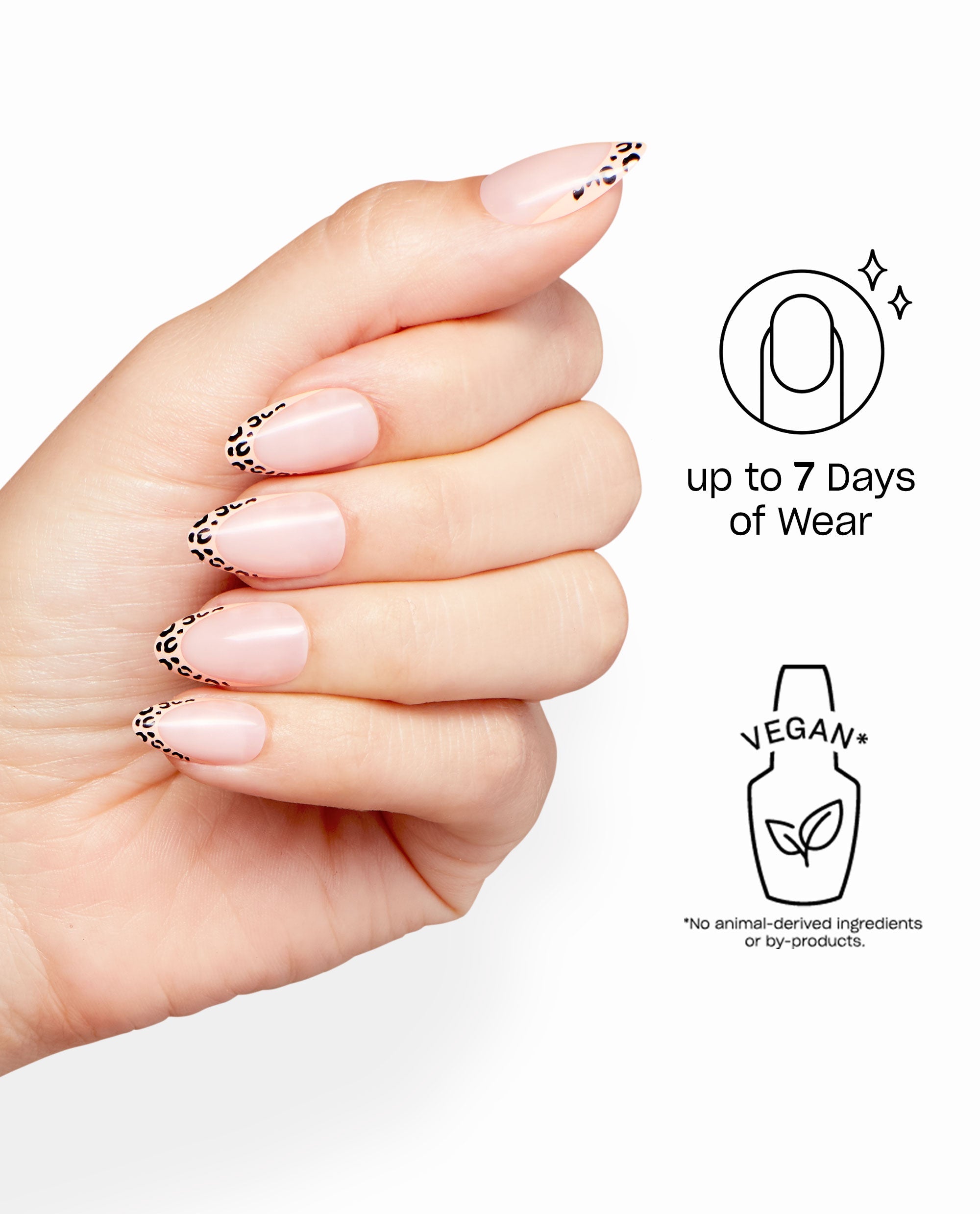 Faux Purr Cheetah French Tip Almond Stick On Nails Benefits