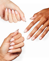 Faux Purr Cheetah French Tip Almond Stick On Nails Mani