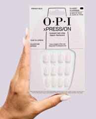 French Silk Milky Pink French Tip Press-On Nails Hand and Product