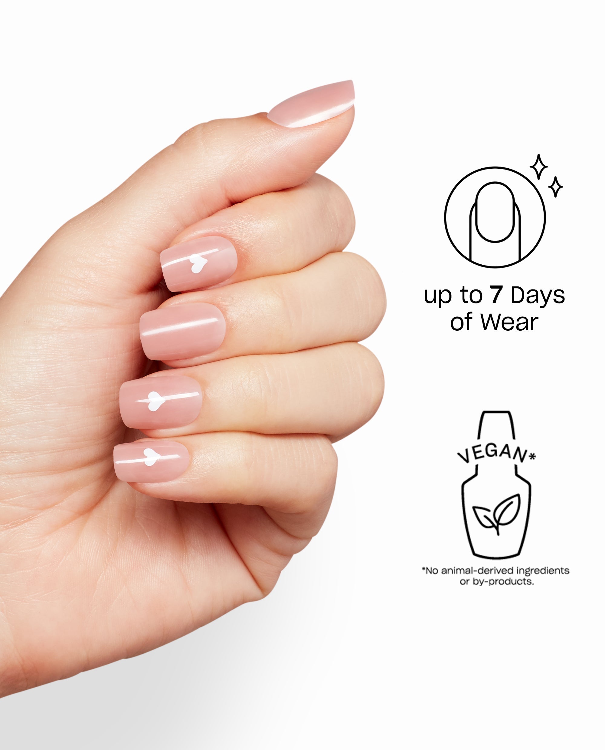 Head Over Nails Neutral Heart Square Stick On Nails Benefits