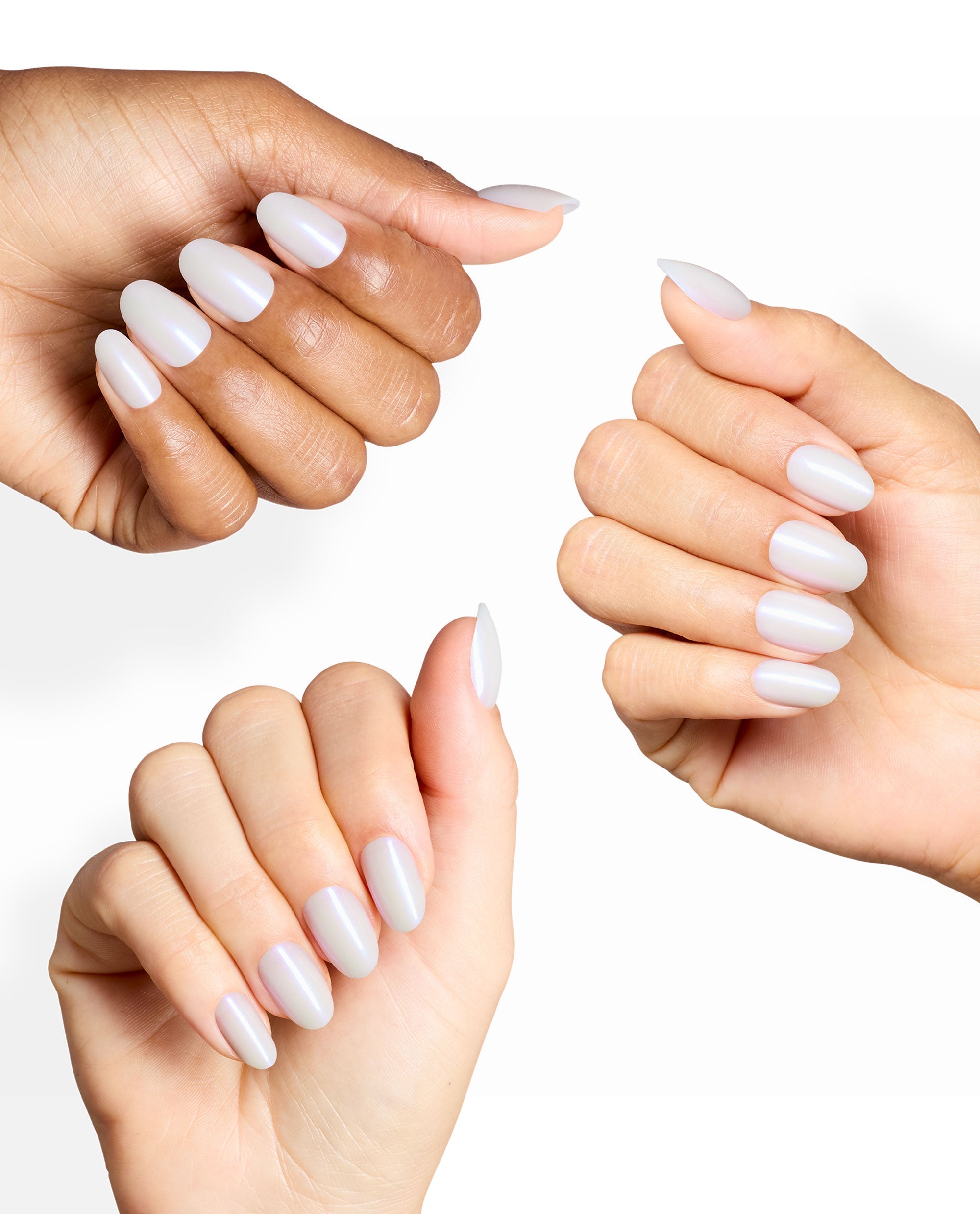 Kyoto Oyster Iridescent White Press-On Nails Mani