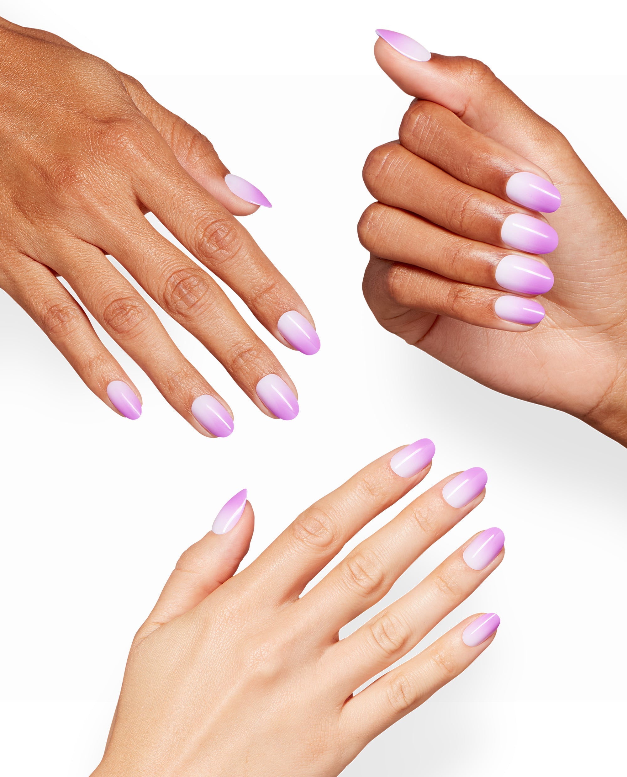 Ombreak the Rules Purple Ombre Round Stick On Nails Mani