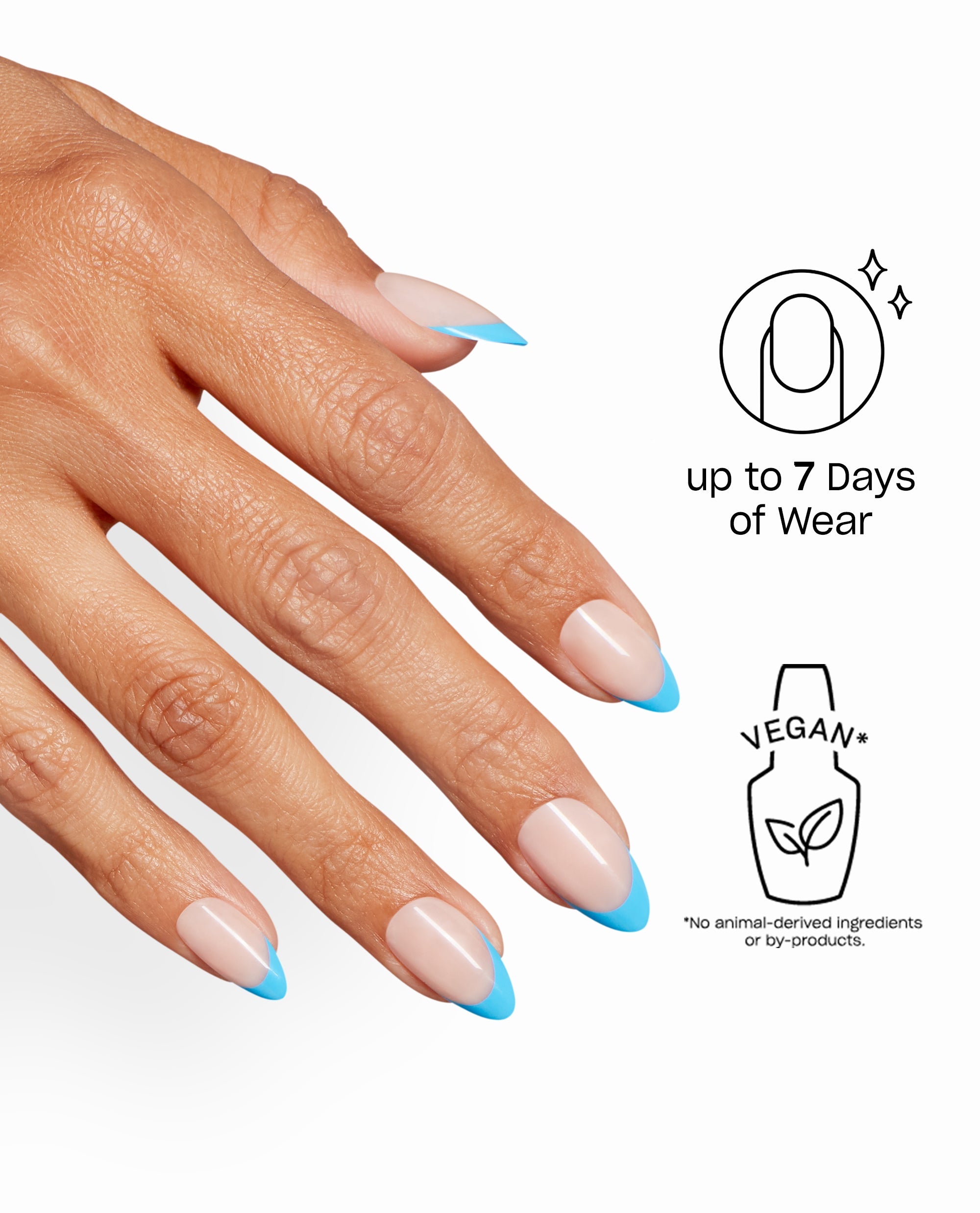 Parlez Blue Francais French Tip Almond Stick On Nails Benefits