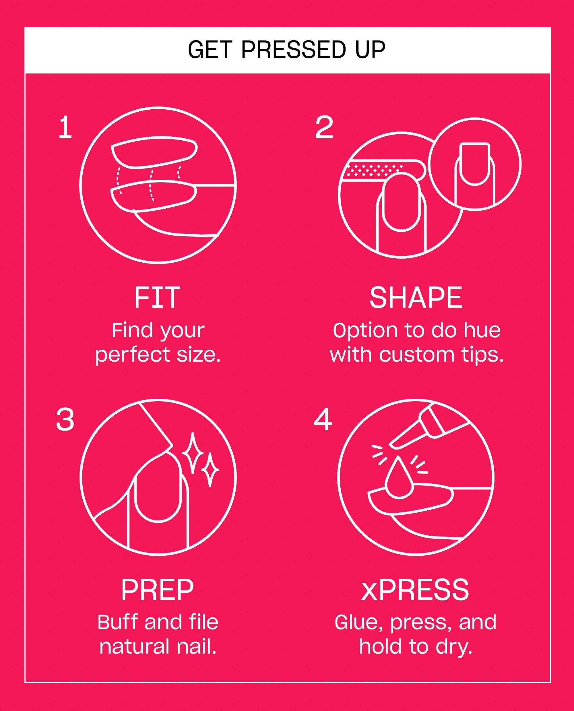 Pompeii Pink Hot Pink Shimmer Press-On Nails Instructions